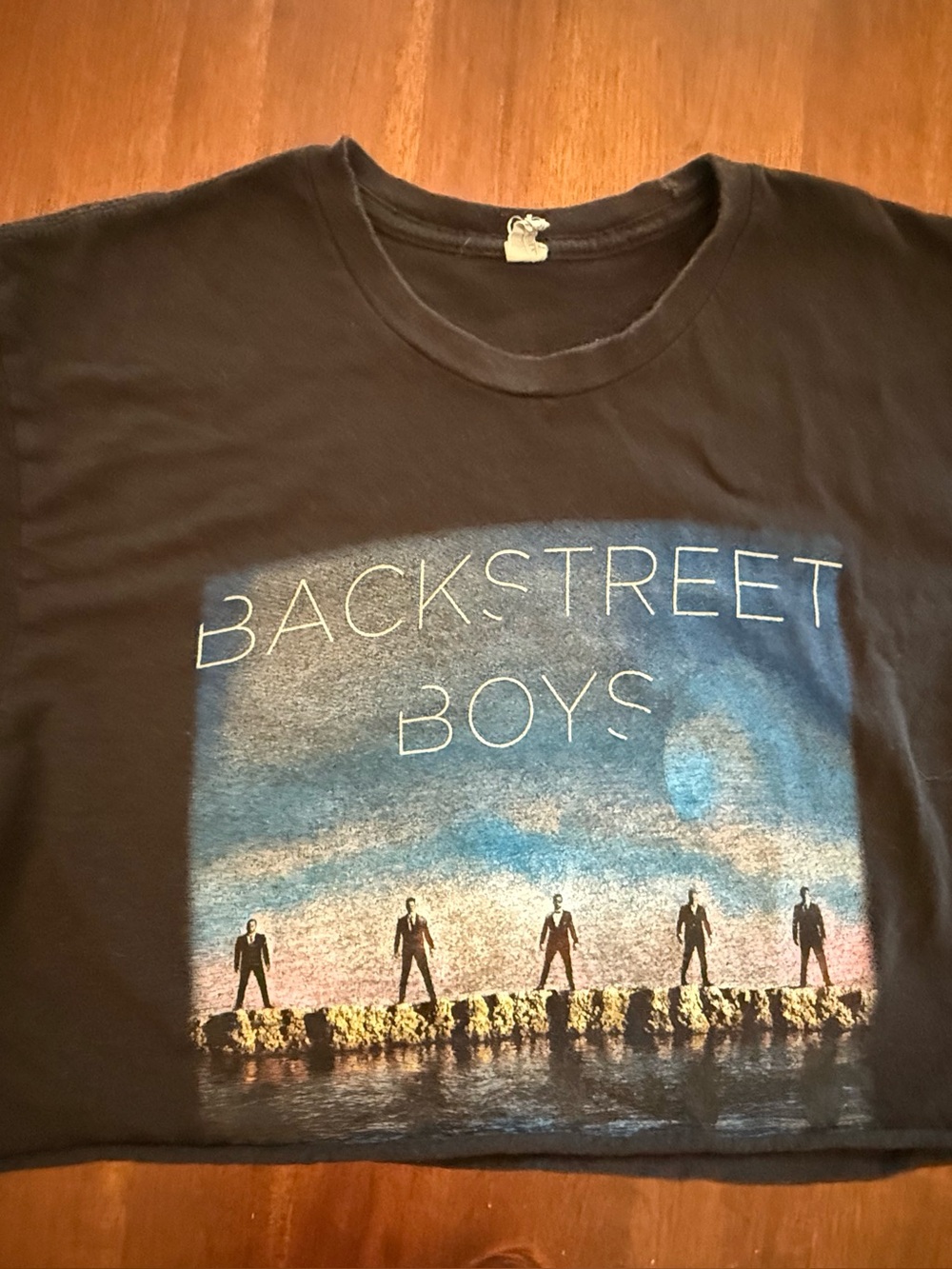 Black Backstreet Boys Crop Tee - Graphic Front